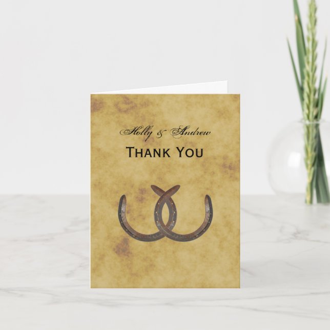 Rustic Horseshoes Distressed BG Thank You (Front)