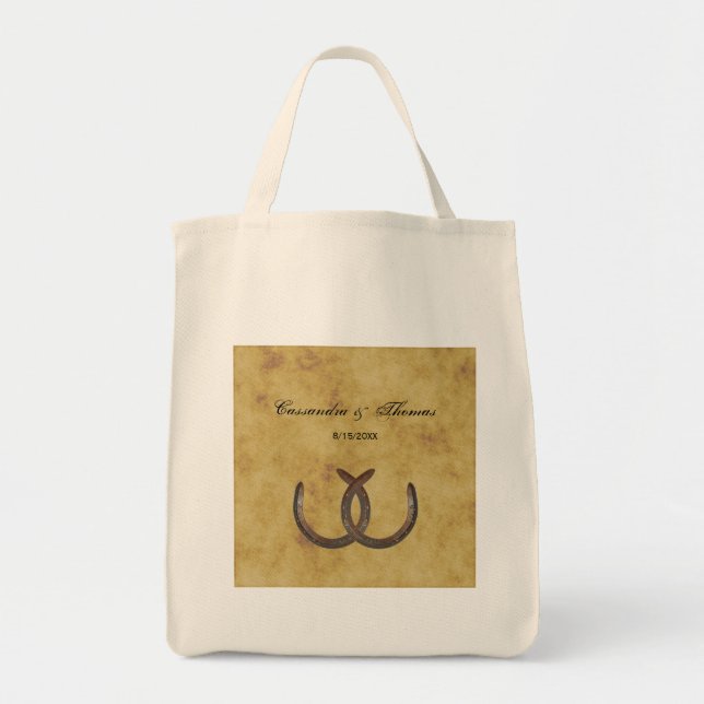 Rustic Horseshoes Distressed BG Tote Bag (Front)