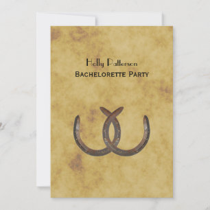 Rustic Horseshoes Distressed BG V Bachelorette Invitation