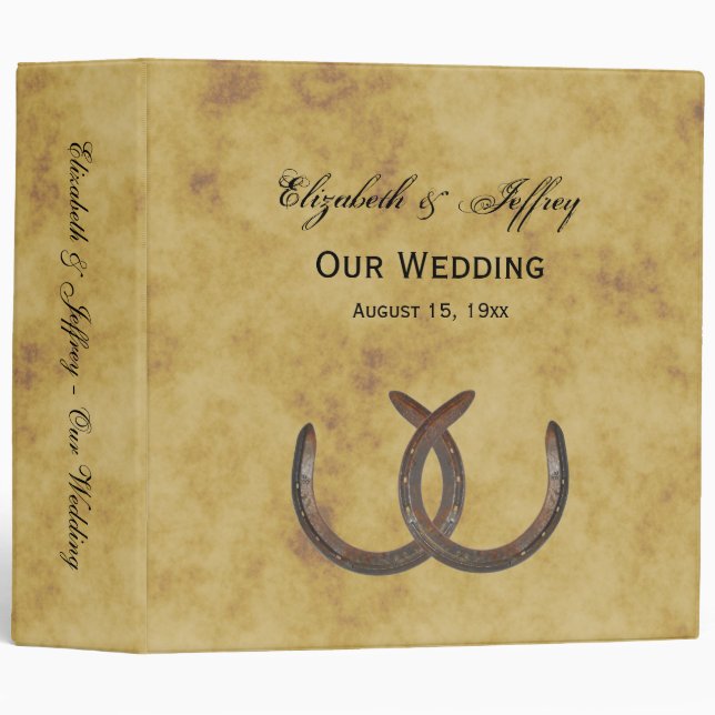Rustic Horseshoes Distressed BG Wedding Binder (Front/Spine)