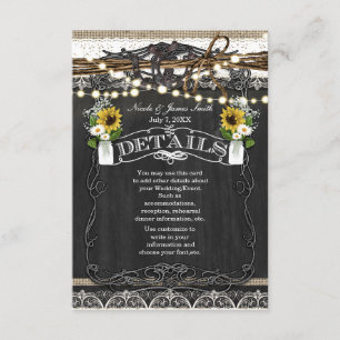 Rustic Horseshoes & Flowers Country DETAILS Card
