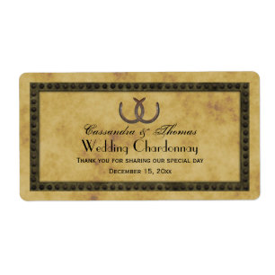 Rustic Horseshoes Frm Distressed BG Wine Label