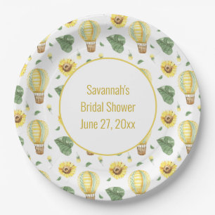 Rustic Hot Air Balloon and Sunflowers Bridal  Paper Plate
