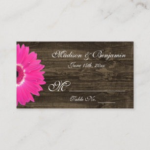 Rustic Hot Pink Gerber Daisy Wedding Place Cards