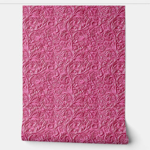 Rustic hot pink tooled leather  wallpaper