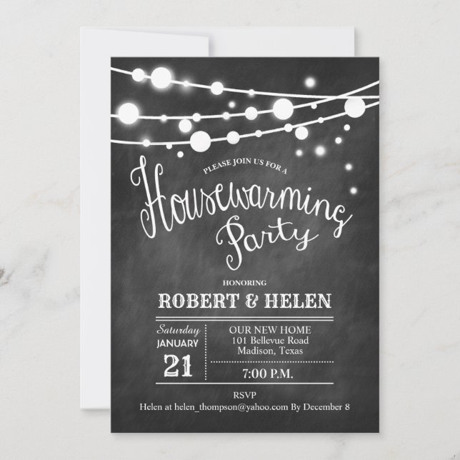 Rustic Housewarming Party Chalkboard Invitation (Front)