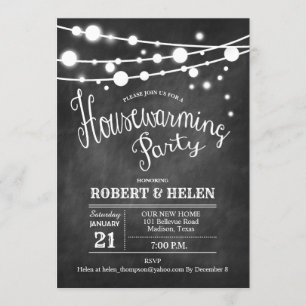 Rustic Housewarming Party Chalkboard Invitation