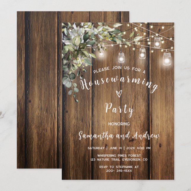  Rustic Housewarming Party Invitation (Front/Back)
