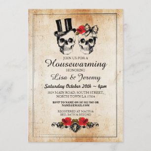 Rustic Housewarming Rose Skulls Invite Halloween
