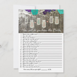 Rustic How well do you know the Bride Game