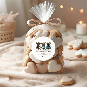 Rustic Howdy Christmas Cowboy Hat Family Classic Round Sticker