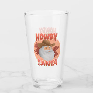 Rustic Howdy Santa Western Cowboy Christmas  Glass