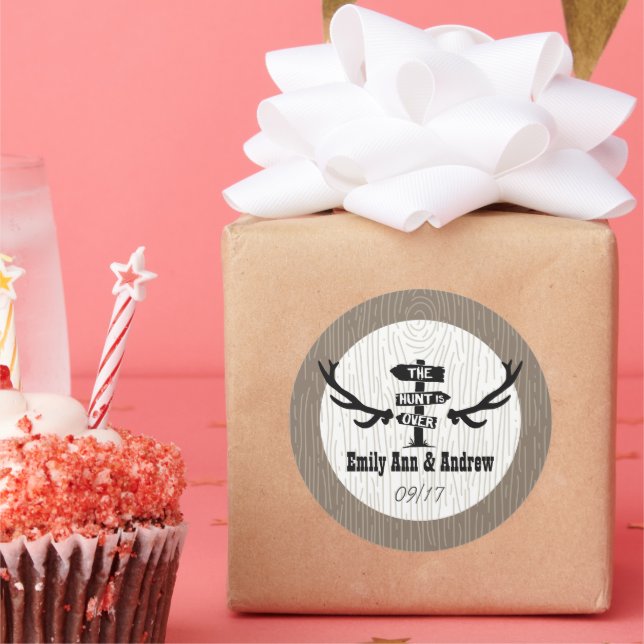 Rustic Hunt is Over Barnwood Save the Date Seal (Party)