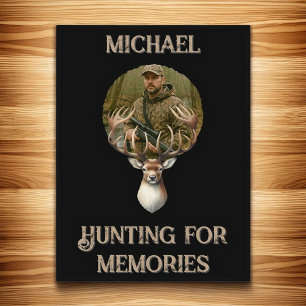 Rustic Hunter Deer Antler Memories Photo Postcard