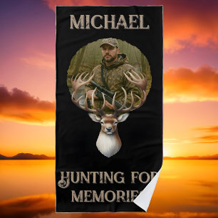 Rustic Hunter Deer Antler Outdoors Man Photo Beach Towel