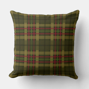 Rustic Hunter Green Plaid Mix and Match Throw Pillow