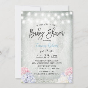 Rustic Hydrangeas Floral Elegant Baby Shower Invitation