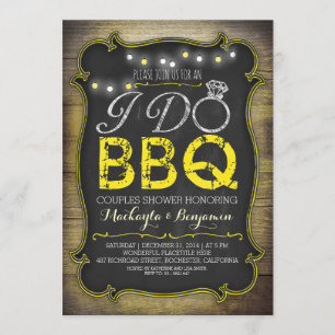 rustic I do BBQ couples shower invitation - yellow