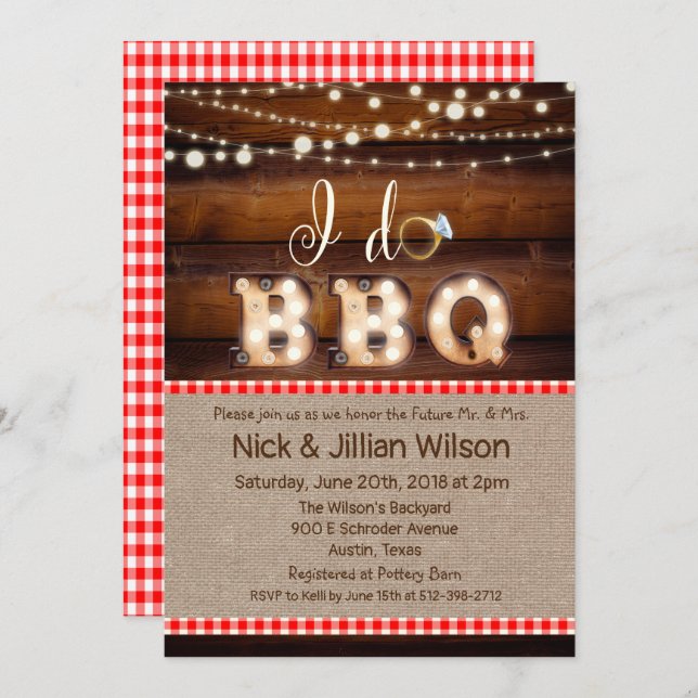 Rustic I DO BBQ Couples Showwwvous Invitation (Devant / Derrière)