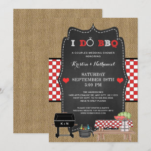 Rustic I DO BBQ couples wedding shower invitation