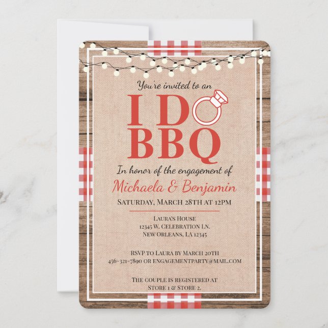 Rustic I Do BBQ Engagement Party Couples Shower Invitation (Front)