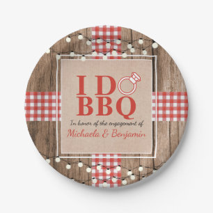 Rustic I Do BBQ Engagement Party Couples Shower Paper Plate