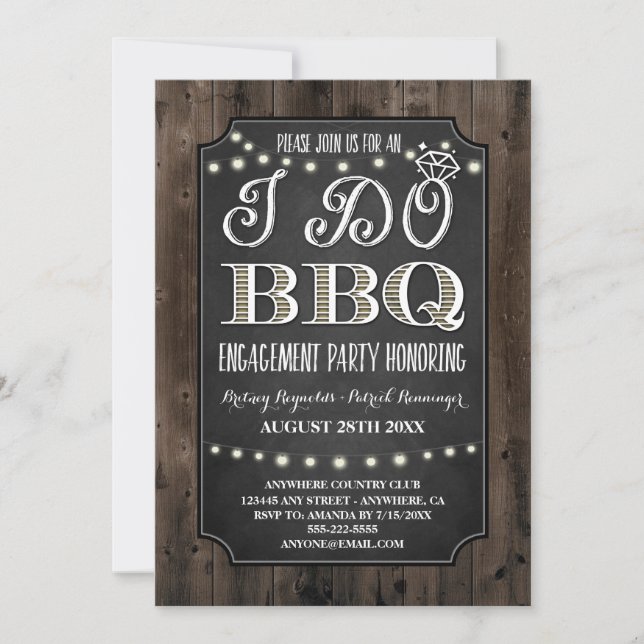 Rustic I Do BBQ Engagement Party Invitations (Front)