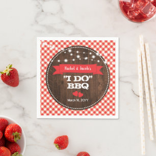 Rustic I DO BBQ Red Engagement Wedding Shower Napkin
