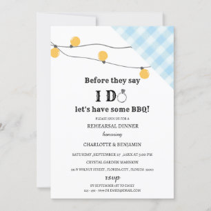 Rustic I Do BBQ Rehearsal Dinner Invitation