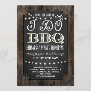 Rustic I Do BBQ Rehearsal Dinner Invitations