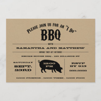 Rustic "I Do" BBQ Rehearsal Dinner Invite