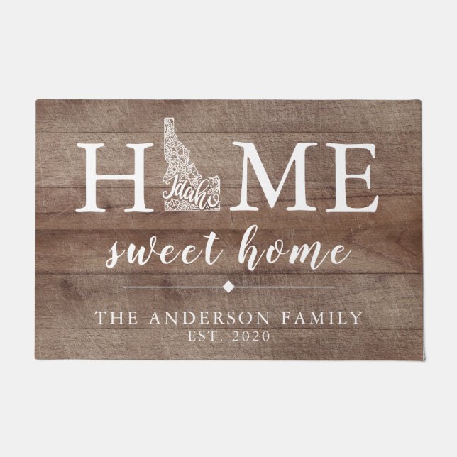 Rustic IDAHO Personalized State Doormat (Front)