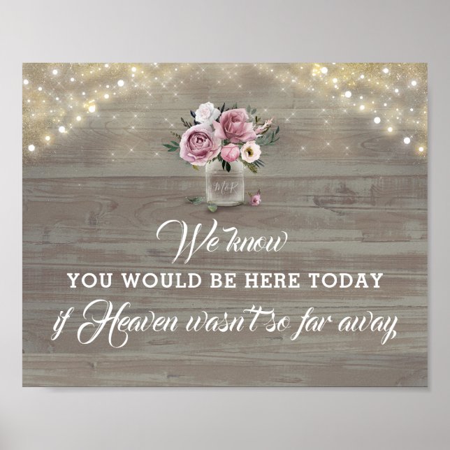 Rustic If Heaven Wasn't So Far Away Memorial Poster (Front)