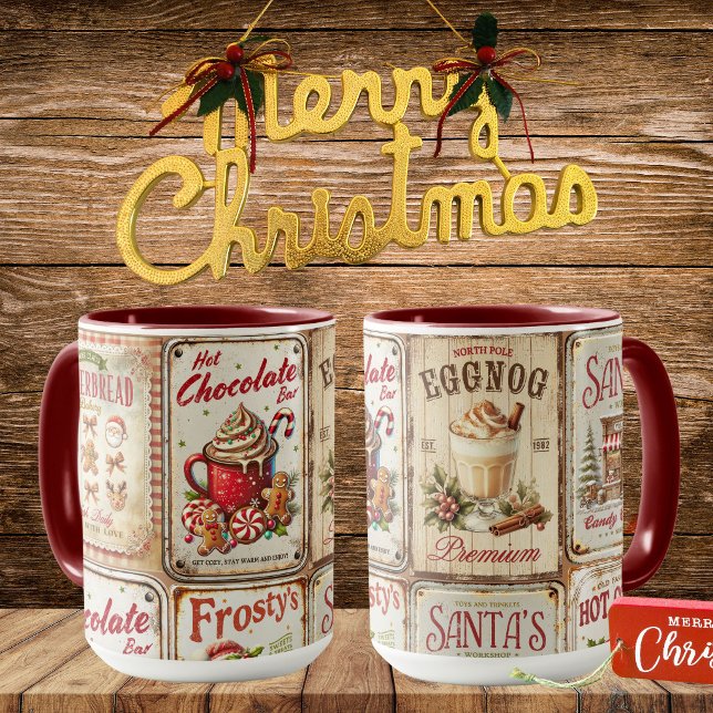 Rustic illustrations mixed background Christmas Mug (Creator Uploaded)