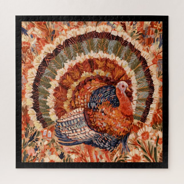 Rustic Impressionist Fall Turkey Jigsaw Puzzle (Vertical)