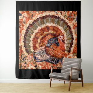 Rustic Impressionist Fall Turkey Tapestry
