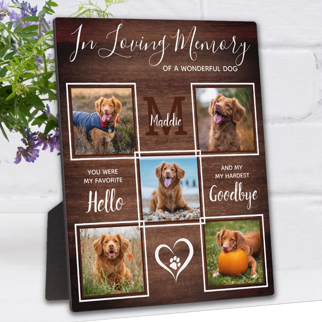 Rustic In Loving Memory 5 Photo Pet Memorial Plaque (Creator Uploaded)