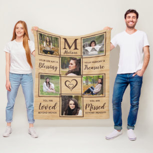  Rustic In Loving Memory Memorial Keepsake Photo Fleece Blanket