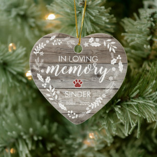 Rustic In Loving Memory PET Memorial Photo Ceramic Ornament