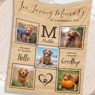 Rustic In Loving Memory Photo Collage Pet Memorial Fleece Blanket