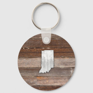 Rustic Indiana on Brown Boards Keychain