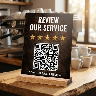 Rustic Industrial QR Code Review & Feedback Acrylic Sign