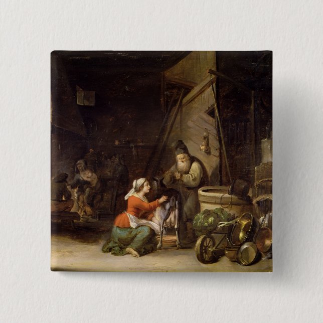 Rustic Interior 2 Inch Square Button (Front)