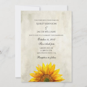 Rustic invitation sunflower Country wedding invite