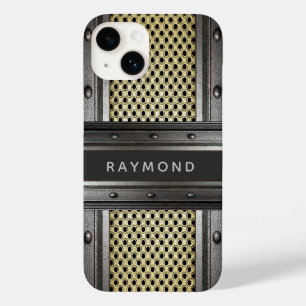 Rustic iron metal rough industrial guys men Case-Mate iPhone 14 case