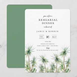 Rustic Island Palm Trees Wedding Rehearsal Dinner Invitation