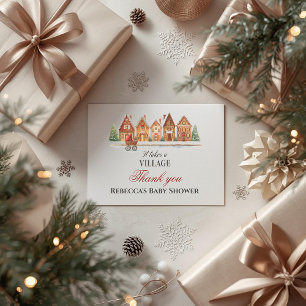 Rustic It Takes Village Houses Winter Baby Shower Thank You Card