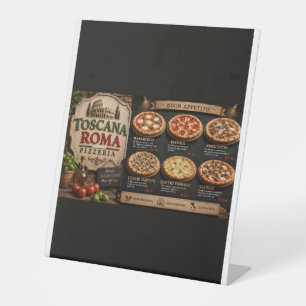 Rustic Italian Pizzeria Menu – Toscana Roma Pizza Pedestal Sign