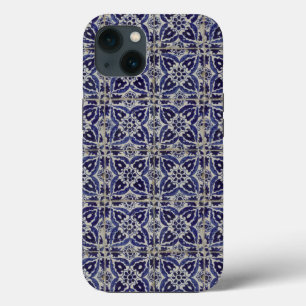 Rustic Italian Tiles Azulejo Blue White Geometric  iPhone 13 Case