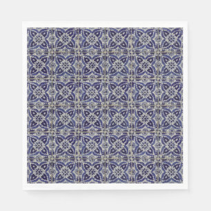 Rustic Italian Tiles Azulejo Blue White Geometric Napkin